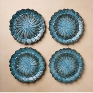John Derian Target Thanksgiving Fall Feather Salad Plates Set Of 4 New in box